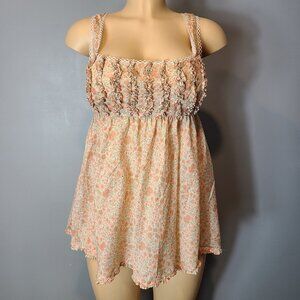 Victorias Secret Country Babydoll Nightgown Cottage Floral Lace Sz Medium Dainty
